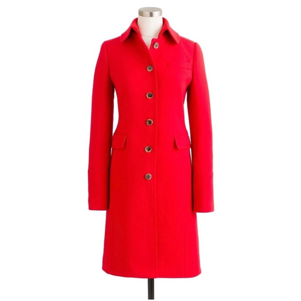 J Crew Metro Double Cloth Vibrant Flame Coat